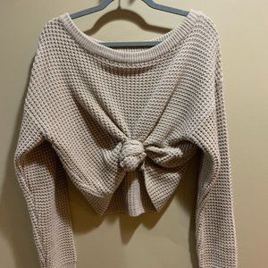 Missguided Cropped Tie-up Knit Sweater